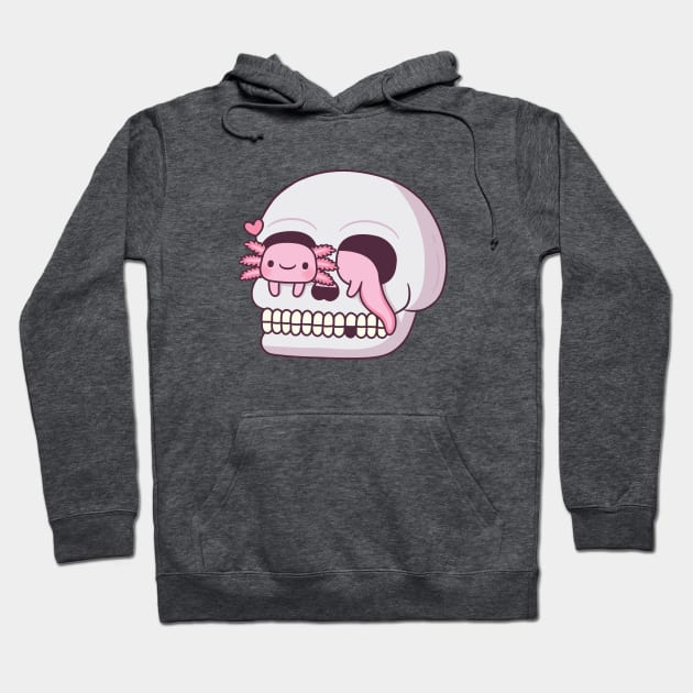 Cute Axolotl In Skull Hoodie by rustydoodle